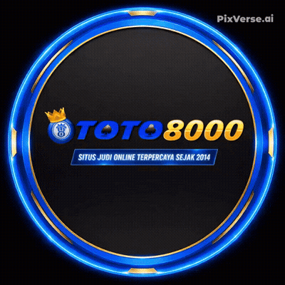 A Blue And Gold Circle With The Words Toto8000 Situs Judi Online Terpercaya Sejak 2014 GIF