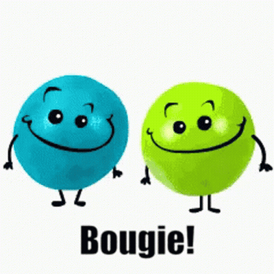 A Blue And Green Ball With Arms And Legs Giving Each Other A High Five GIF