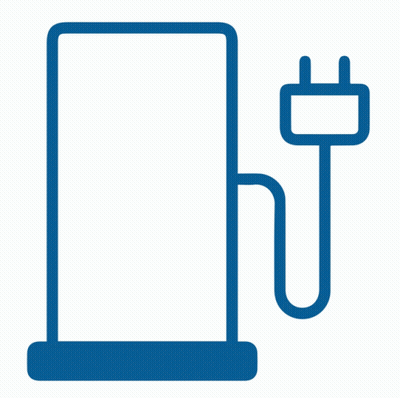 A Blue And Green Icon Of A Battery With A Plug Attached GIF