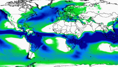 A Blue And Green Map Of The World With A White Background GIF