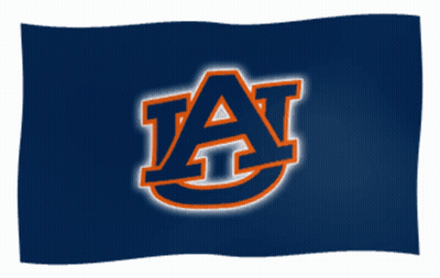 A Blue And Orange Flag With The Letters A And U On It GIF