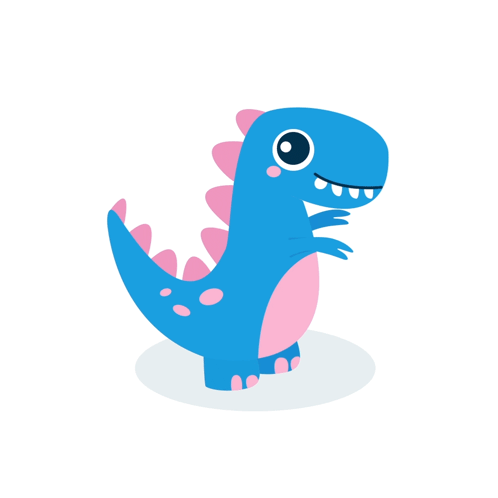 A Blue And Pink Dinosaur With Big Eyes GIF