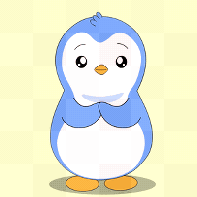 A Blue And Pink Penguin With Bubbles On Its Head GIF
