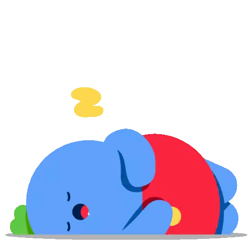 A Blue And Red Cartoon Character Is Laying On Its Back With A Yellow Circle Behind It Sticker