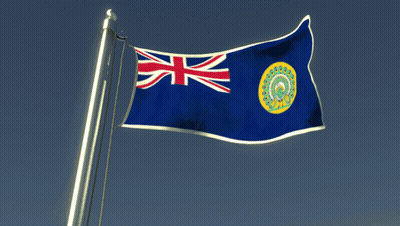 A Blue And Red Flag With A Yellow Circle On The Bottom GIF