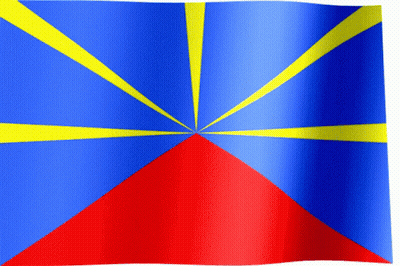 A Blue And Red Flag With Yellow Stripes GIF