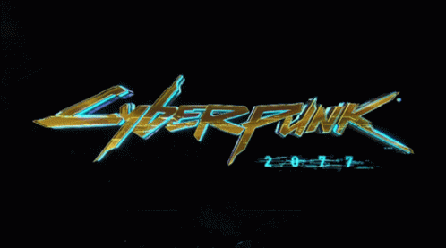 A Blue And Red Logo For Cyberpunk 2077 Is Displayed GIF