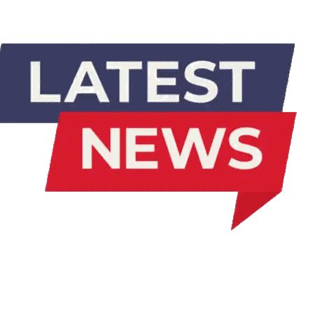 A Blue And Red Sign That Says ' Latest News ' Sticker