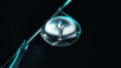 A Blue And Silver Sphere With A Triangle In The Middle GIF