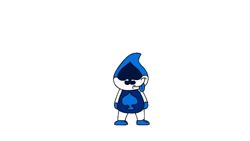 A Blue And White Cartoon Character Is Standing With His Arms Outstretched On A White Background . Sticker