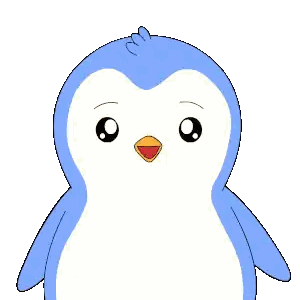 A Blue And White Cartoon Penguin Covering Its Eyes With Its Hands Sticker