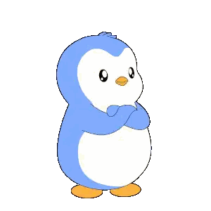 A Blue And White Cartoon Penguin With A Yellow Beak Sticker