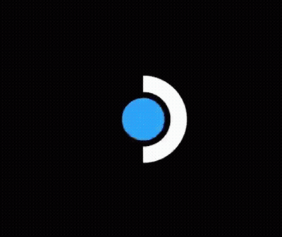 A Blue And White Circle With A White Circle In The Center On A Black Background . GIF