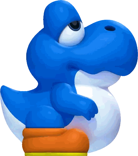 A Blue And White Dinosaur With A Big Eye And A Yellow Foot Sticker