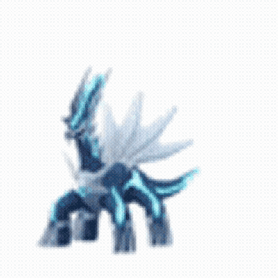 A Blue And White Dragon With Wings Is Standing On A White Surface . GIF