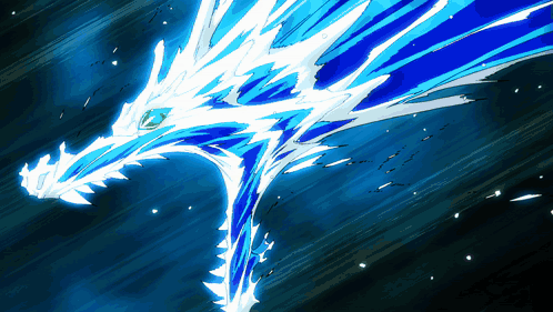 A Blue And White Drawing Of A Dragon With A Blue Background GIF