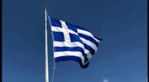 A Blue And White Flag Is Waving In The Wind Against A Blue Sky GIF