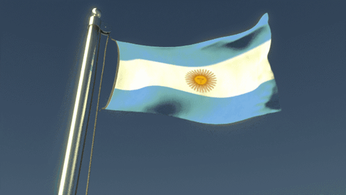 A Blue And White Flag With A Yellow Sun On It GIF
