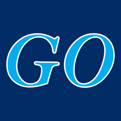 A Blue And White Go Sign On A Dark Blue Background GIF