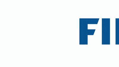 A Blue And White Logo For The Fifa Soccer Federation GIF