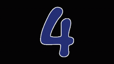 A Blue And White Number Four On A Black Background GIF