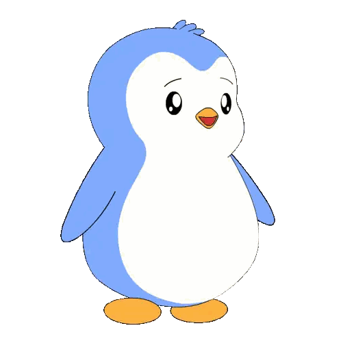 A Blue And White Penguin Holds Two Yellow Hearts In Its Hands Sticker