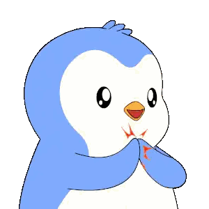 A Blue And White Penguin Is Clapping Its Hands Together Sticker