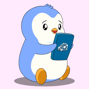 A Blue And White Penguin Is Holding A Blue Book With The Letter B On It GIF