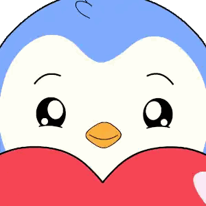 A Blue And White Penguin Is Holding A Red Heart With The Word I Love You On It Sticker