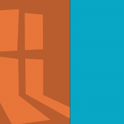 A Blue And White Penguin Is Peeking Over A Blue Wall GIF