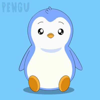A Blue And White Penguin Is Sitting On A Blue Background GIF