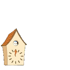 A Blue And White Penguin Is Tied To A Clock Sticker