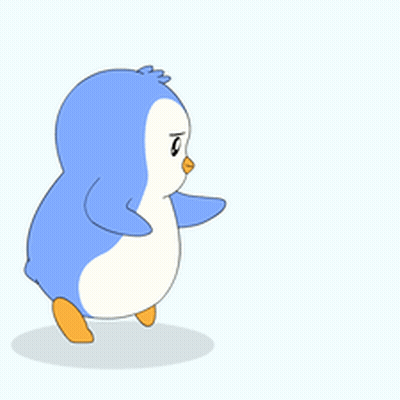 A Blue And White Penguin Is Walking On A White Background . GIF
