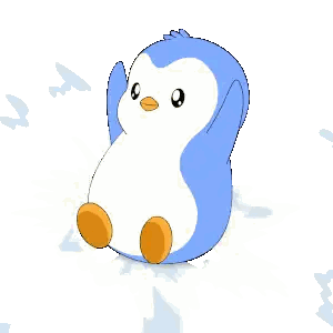 A Blue And White Penguin Sitting On A Snowy Surface Sticker