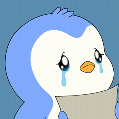 A Blue And White Penguin With A Tear Running Down Its Face GIF