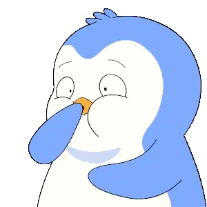 A Blue And White Penguin With A Yellow Beak Covering Its Nose Sticker