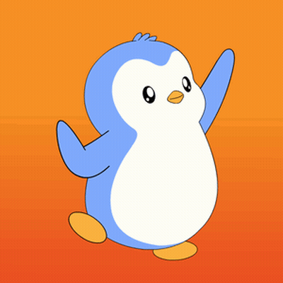 A Blue And White Penguin With A Yellow Beak Is Dancing GIF