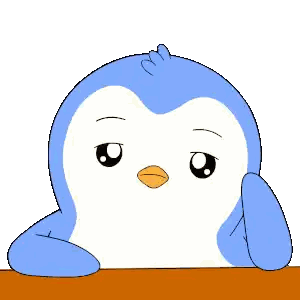 A Blue And White Penguin With A Yellow Beak Is Leaning On A Table Sticker