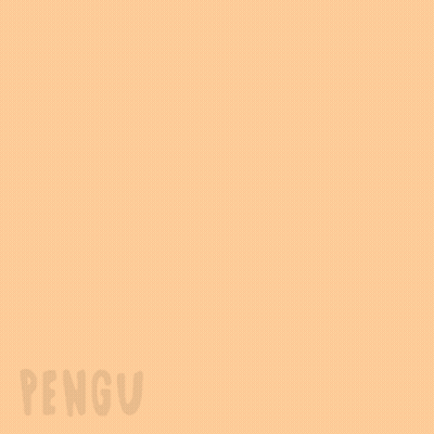 A Blue And White Penguin With A Yellow Beak Is Standing On An Orange Background GIF