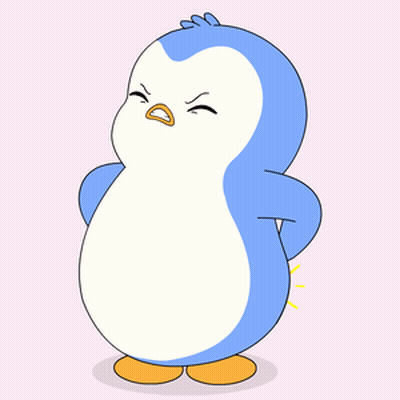 A Blue And White Penguin With A Yellow Lightning Bolt Behind It GIF
