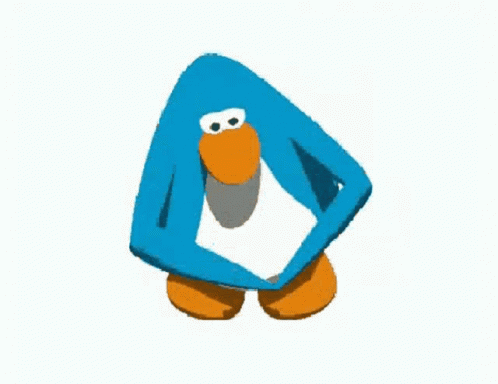 A Blue And White Penguin With An Orange Beak Is Standing On A White Background GIF