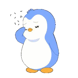 A Blue And White Penguin With Bubbles Coming Out Of It 'S Nose Sticker