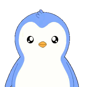 A Blue And White Penguin With Heart Shaped Eyes And Arms Sticker