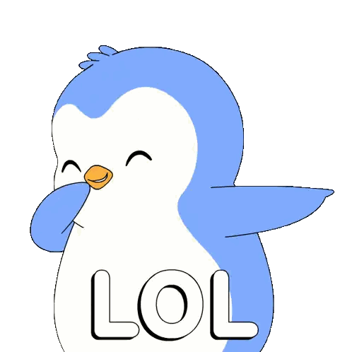 A Blue And White Penguin With The Word Lol On It Sticker