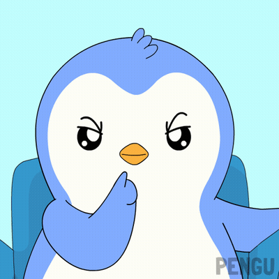 A Blue And White Penguin With The Word Pengu On The Bottom Left GIF