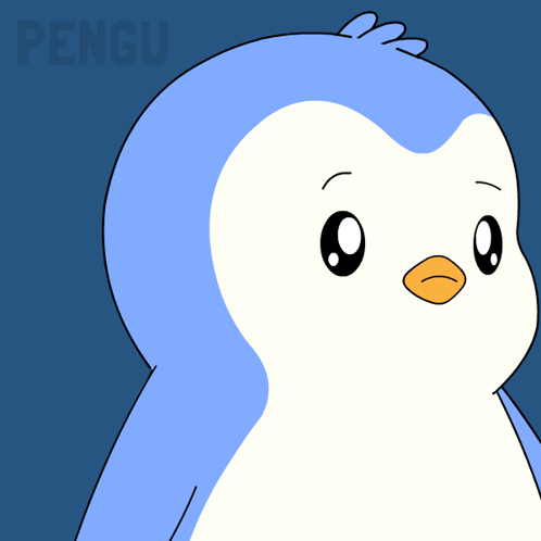 A Blue And White Penguin With The Words Excuse Me Below It GIF