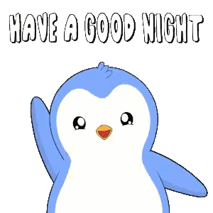 A Blue And White Penguin With The Words Have A Good Night Sticker