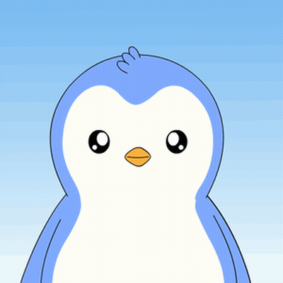 A Blue And White Penguin With The Words Hello Written Above It GIF