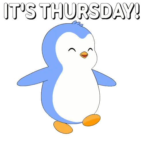 A Blue And White Penguin With The Words It 'S Thursday Written Above It Sticker