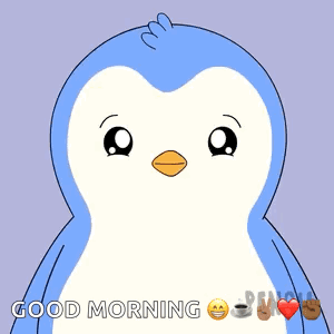 A Blue And White Penguin With The Words Monday Good Morning GIF